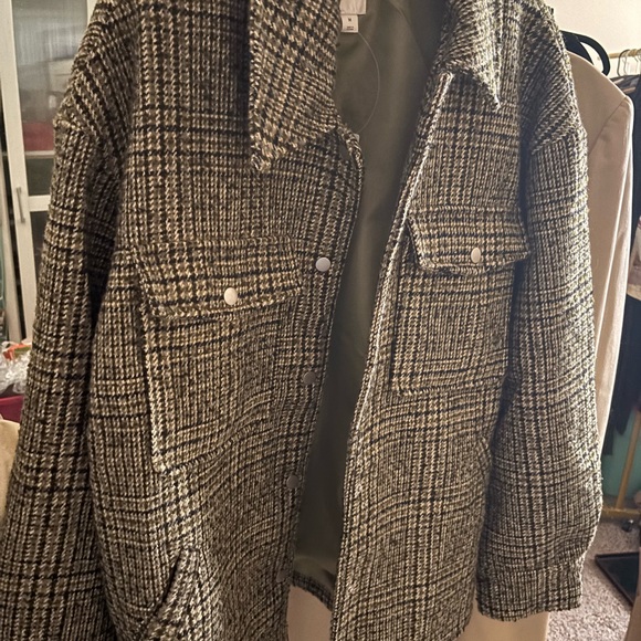 Maeve Olive Tweed Shirt Jacket - Picture 2 of 12